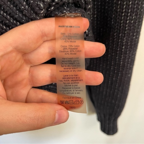 T by Alexander Wang Chunky Knit Navy and White Sweater Hoodie size small - Picture 7 of 7